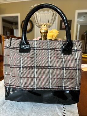 Black Trim Plaid Tote /Lunch Bag